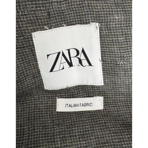 Zara 100% Linen mens plaid 2 button blazer tailored office sz 38 (M) - Picture 4 of 9